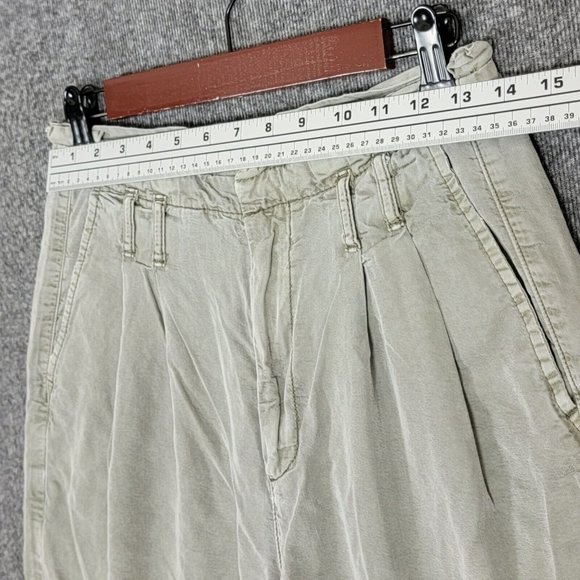 American Eagle Pants Womens 6 Green High Waist Wide Leg Paper Bag Crop - Picture 3 of 12